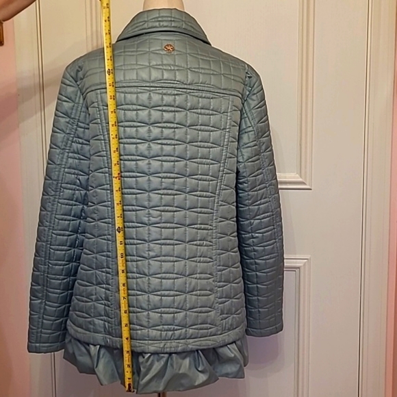 KATE SPADE dusty mint quilted ruffle coat - Picture 5 of 12